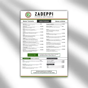 Conception et impression des menus pour un restaurant en France