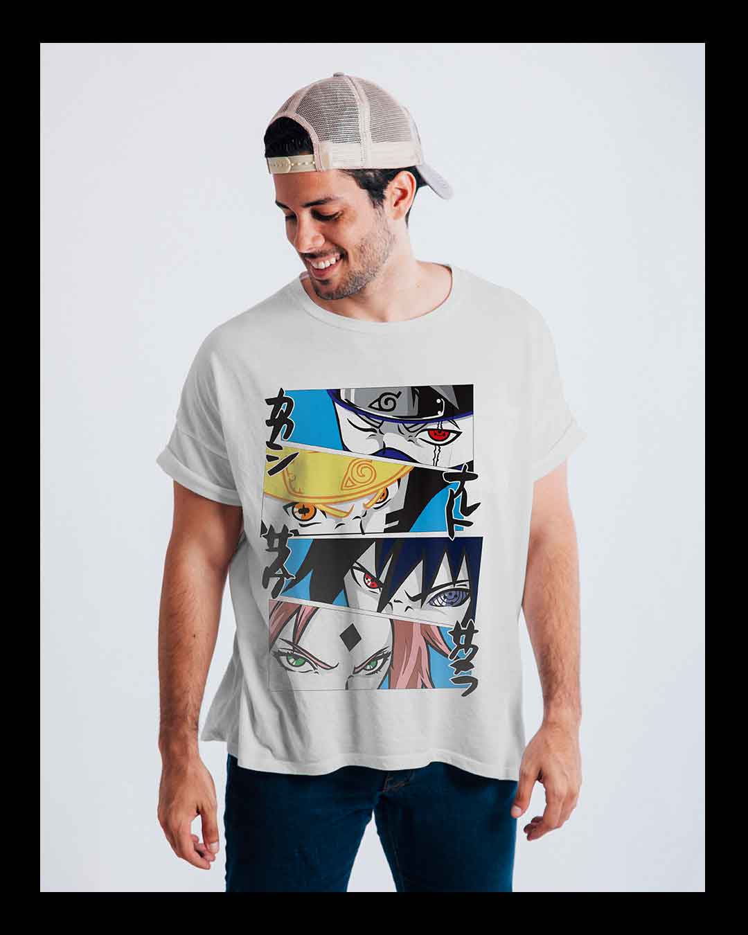 T-shirt Naruto avec Kakashi, Sasuke et Sakura – Impression DTF haute qualité