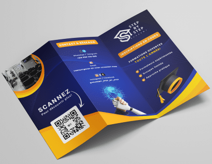 Dépliant trois volets pour l'école Step by Step